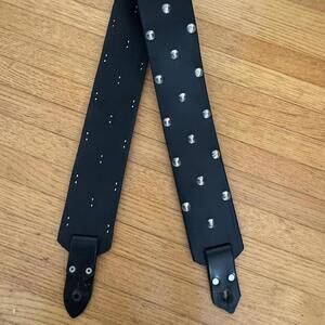 Luxury studded black metal studs guitar or bass strap! Rocker punk Goth leather